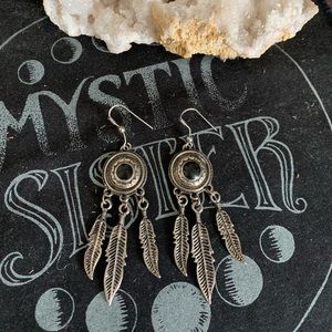 Sterling plated and onyx earrings